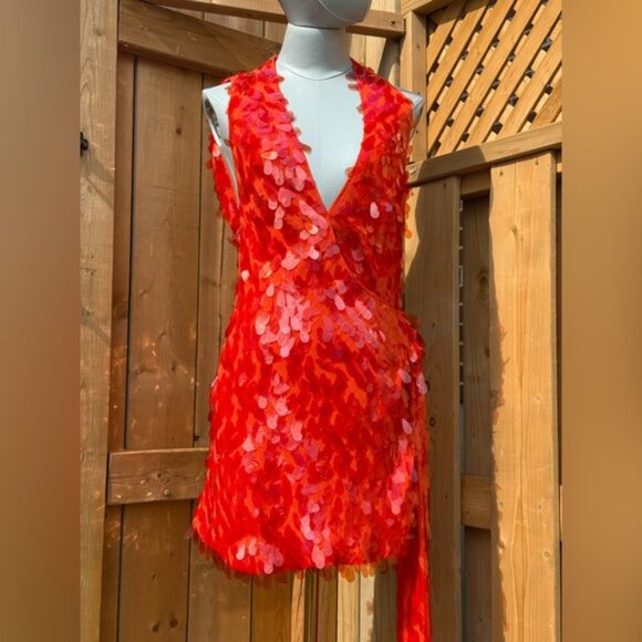 🆕 MISHA COLLECTION 🧿 NWOT Red Sapphire Sequins Mini Dress, Sz M - US 6 - Picture 10 of 16
